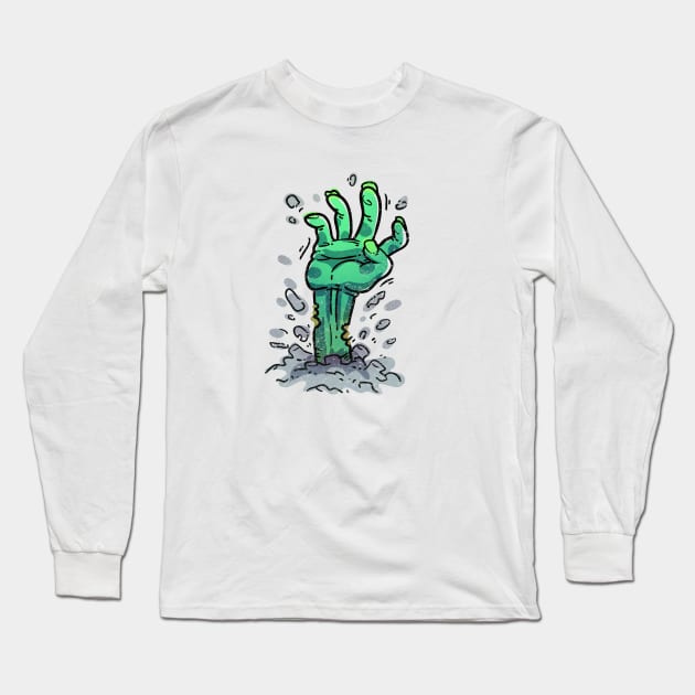 Cartoon Zombie Hand Long Sleeve T-Shirt by Voysla